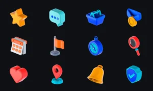 12 Free Ecommerce and Education 3D Icons in Figma