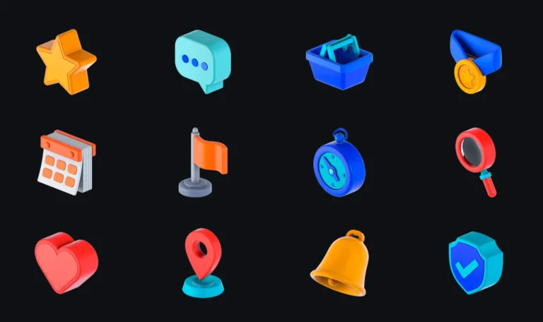 12 Free Ecommerce and Education 3D Icons in Figma