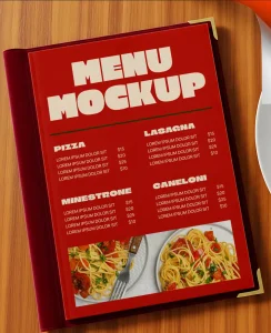 Customizable Italian Restaurant Menu Mockup PSD