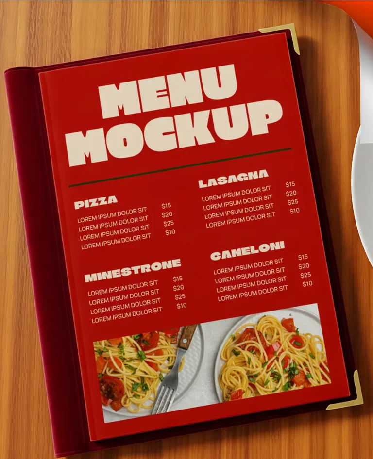 Customizable Italian Restaurant Menu Mockup PSD