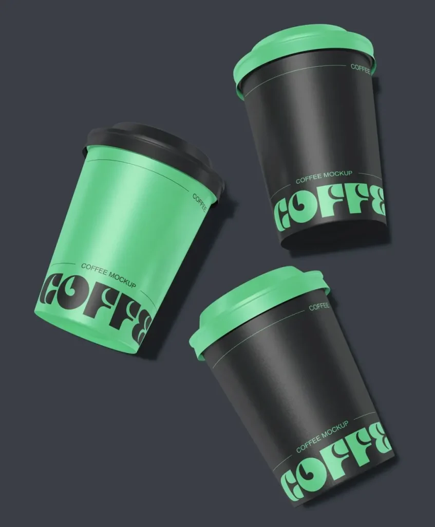3 Free Minimal Coffee Cup Branding PSD Mockups