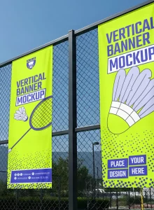 Free Vertical Banner Badminton Mockup