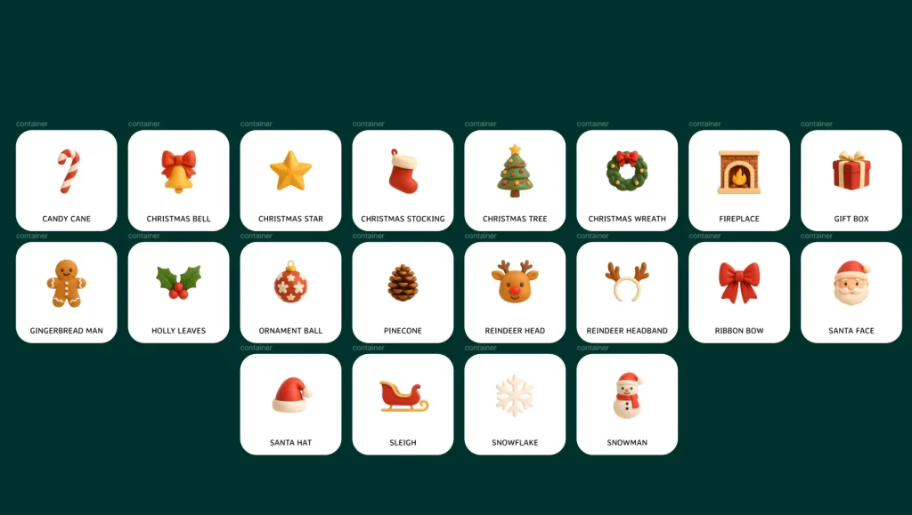 20 Free Clay Christmas Icons in 3D Style