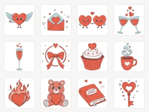 Hand-Drawn Valentine Vectors for Figma