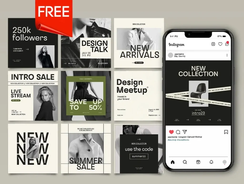 Modern Professional Instagram Post Mockups for Figma