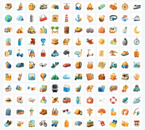 120+ Free 3D Travel & Holiday Icons