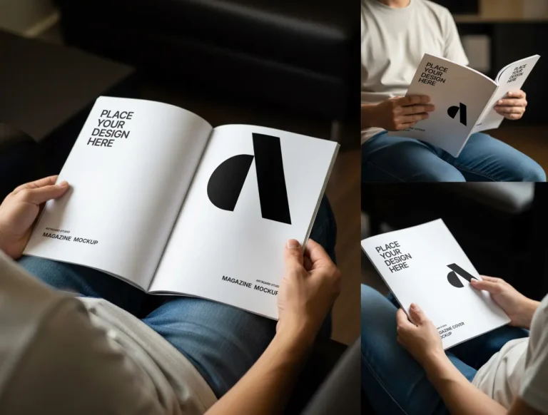 Magazine Mockups in Figma (Handheld, Open, Isometric)