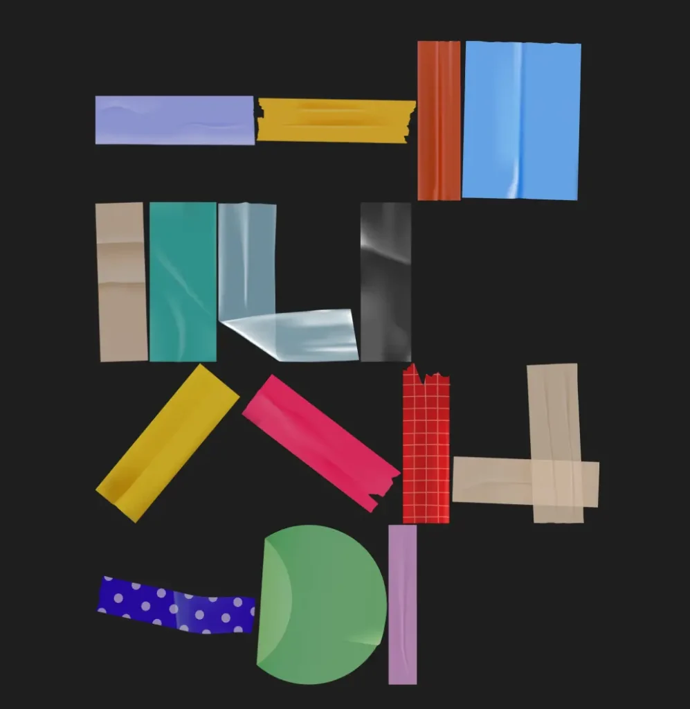 15 Free Colorful Tape Stickers in Figma